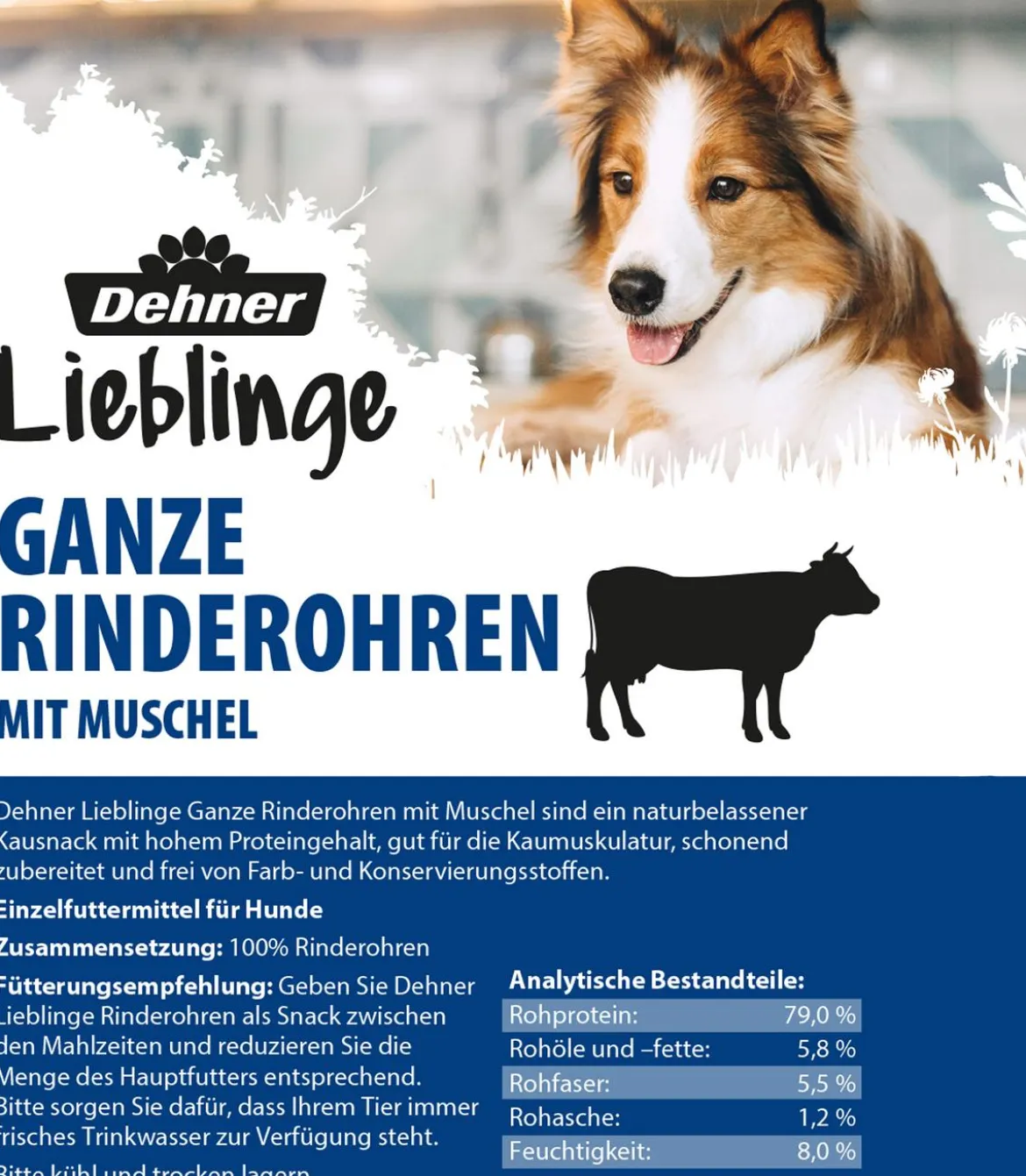 Dehner Lieblinge Hundesnack Ganze Rinderohren mit Muschel, 660 g