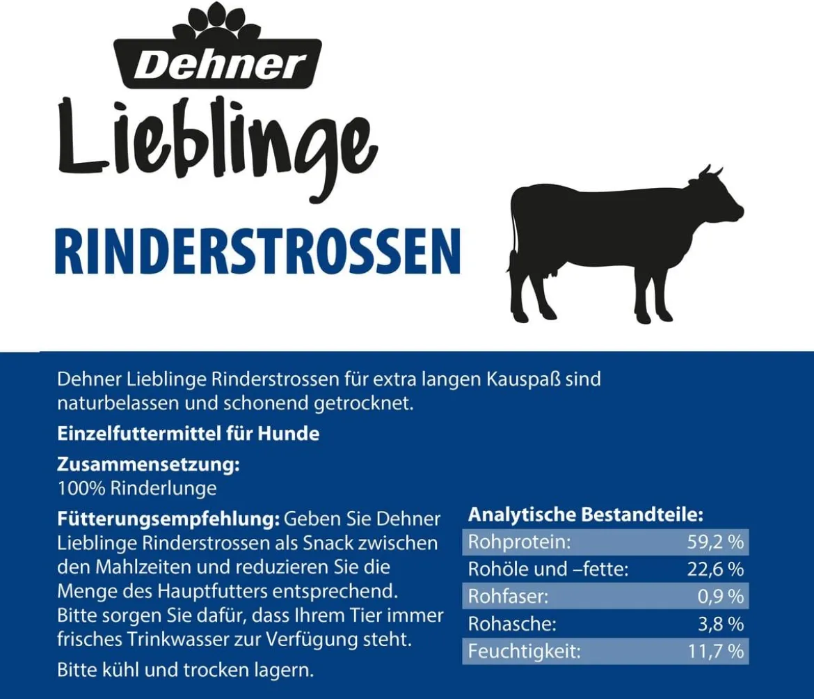 Dehner Lieblinge Hundesnack Rinderstrossen, 500 g