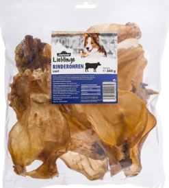 Dehner Lieblinge Hundesnack Rinderohren Light, 260 g