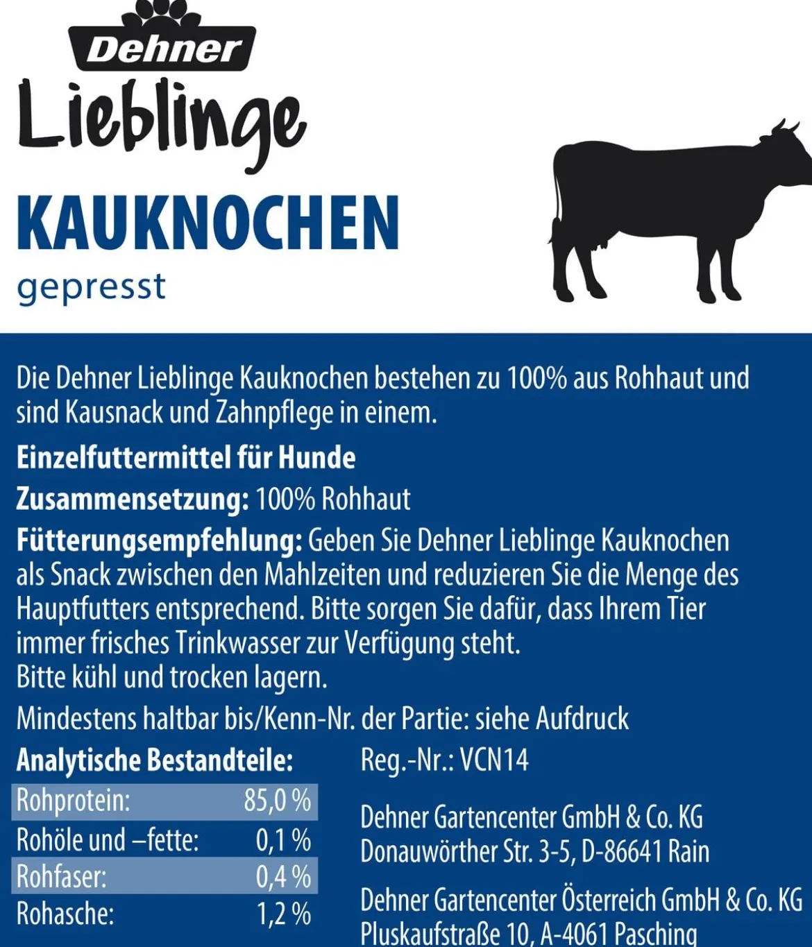 Dehner Lieblinge Hundesnack Kauknochen gepresst, 3 Stk.