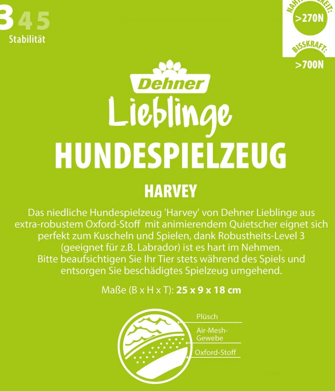 Dehner Lieblinge Hundespielzeug Harvey, ca. B25/H9/T18 cm