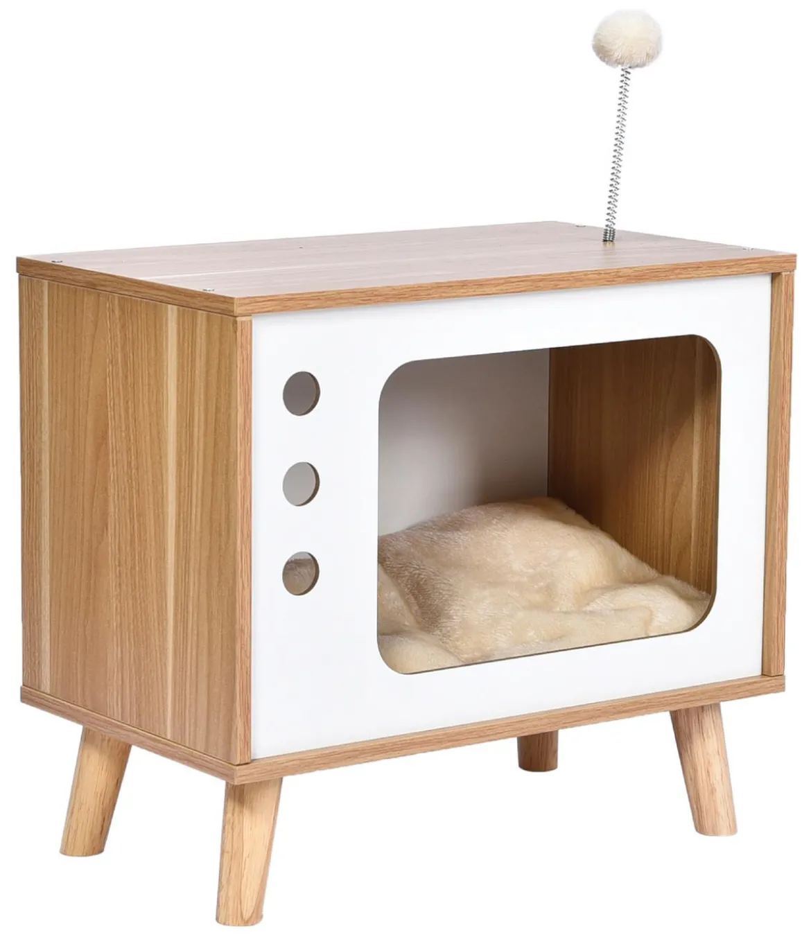 Dehner Lieblinge Katzenhöhle Buya, weiß/braun, ca. B48/H43/T28 cm