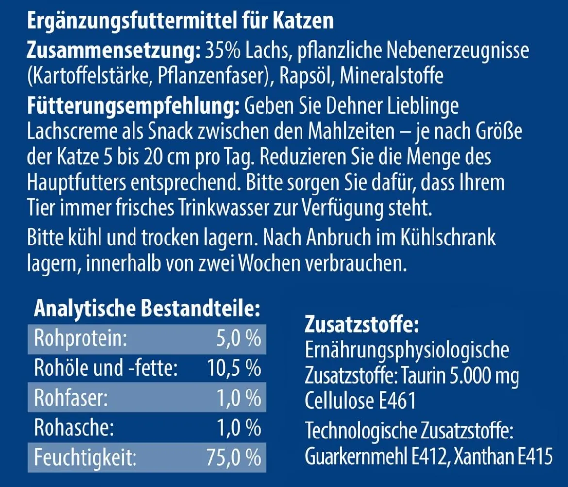 Dehner Lieblinge Katzensnack Lachscreme, 75 g