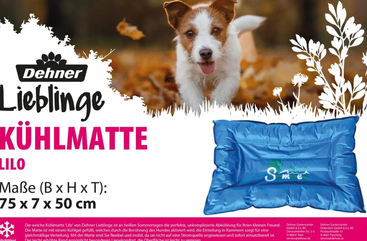 Dehner Lieblinge Kühlmatte Lilo, rechteckig, blau, ca. B75/H7/T50 cm