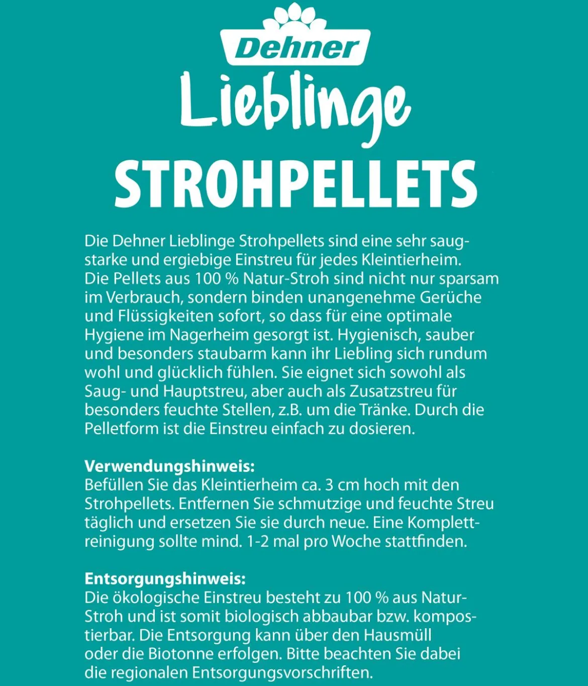 Dehner Lieblinge Kleintierstreu Strohpellets für Nager & Kleintiere