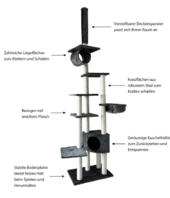 Dehner Lieblinge Kratzbaum Alita, grau, ca. B68/H245-270/T44 cm