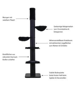 Dehner Lieblinge Kratzbaum Isis, schwarz, ca. B60/H240-260/T60 cm