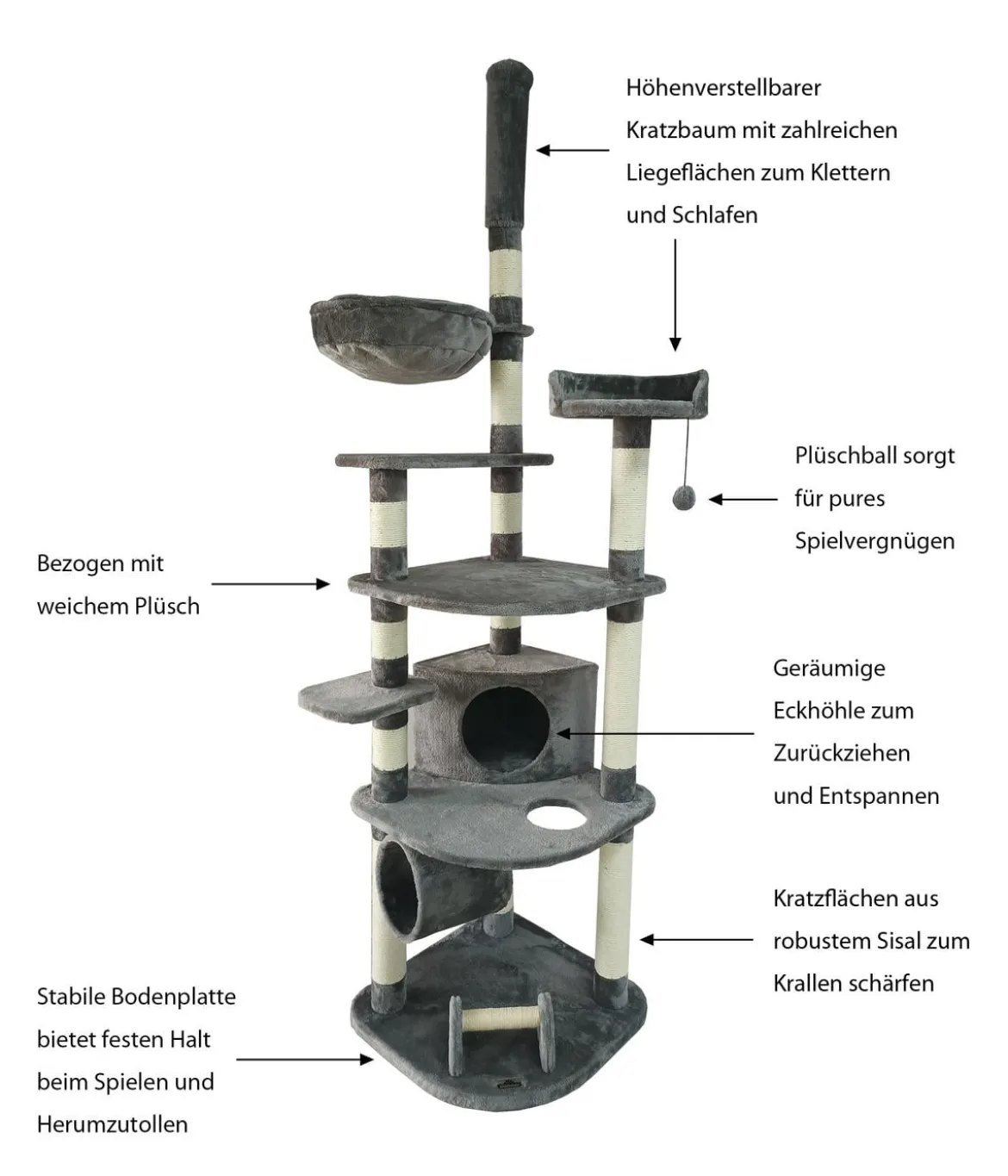 Dehner Lieblinge Kratzbaum Tabby, ca. B60/H245-270/T60 cm