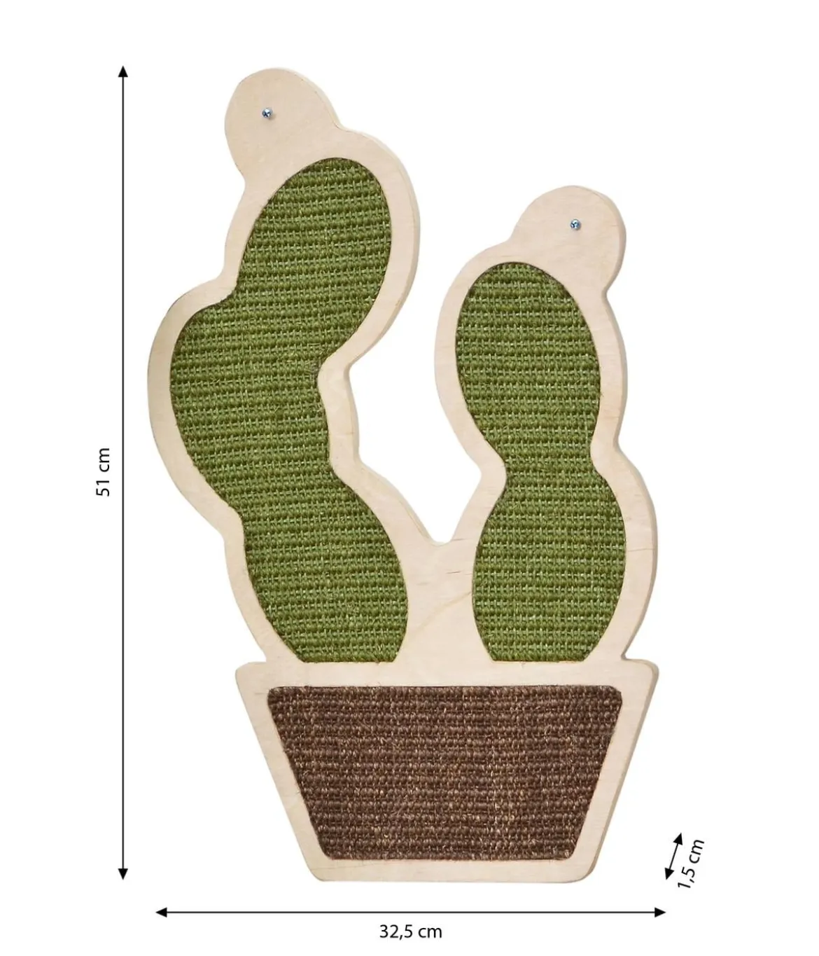 Dehner Lieblinge Kratzbrett Kaktus, grün/braun, ca. B32,5/H51/T1,5 cm