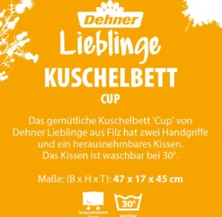 Dehner Lieblinge Kuschelbett Cup, grau/grün, rund, ca. B47/H17/T45 cm