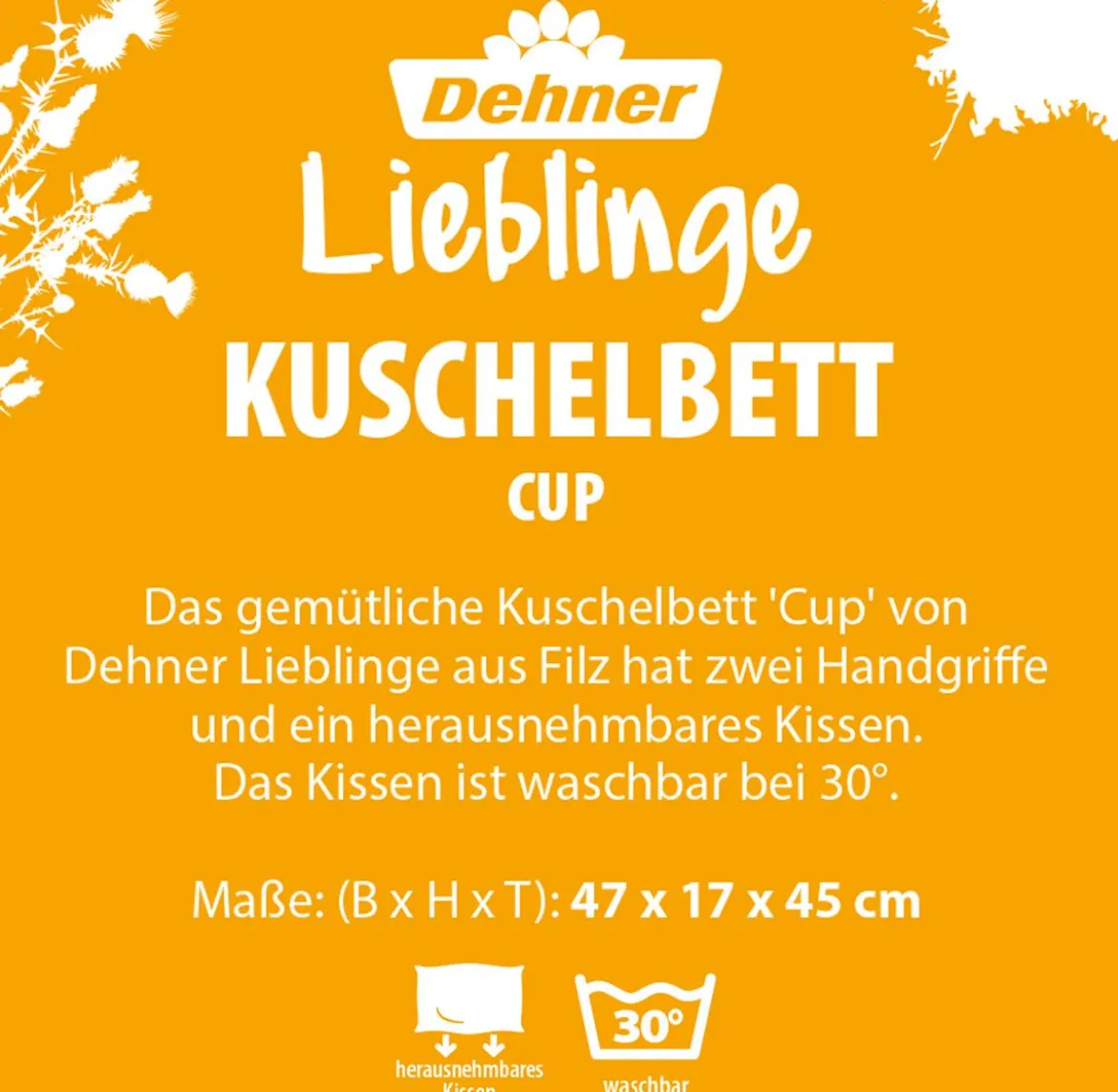 Dehner Lieblinge Kuschelbett Cup, grau/grün, rund, ca. B47/H17/T45 cm