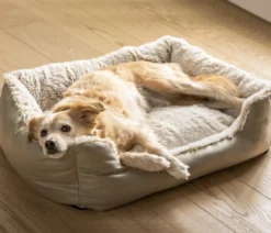 Dehner Lieblinge Kuschelbett Casim, rechteckig, beige/weiß