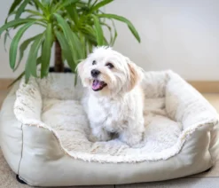 Dehner Lieblinge Kuschelbett Casim, rechteckig, beige/weiß