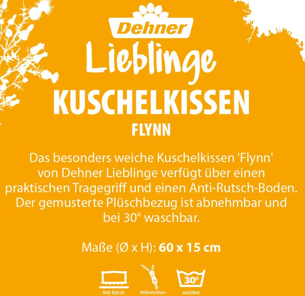Dehner Lieblinge Kuschelkissen Flynn, rund, ca. Ø60/H15 cm