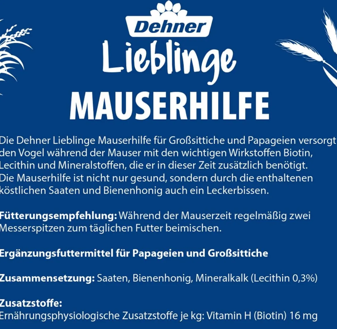 Dehner Lieblinge Mauserhilfe für Großsittiche und Papageien, 20 g