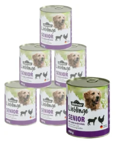 Dehner Lieblinge Nassfutter für Hunde Senior, Lamm & Geflügel, 6 x 400 g/800 g