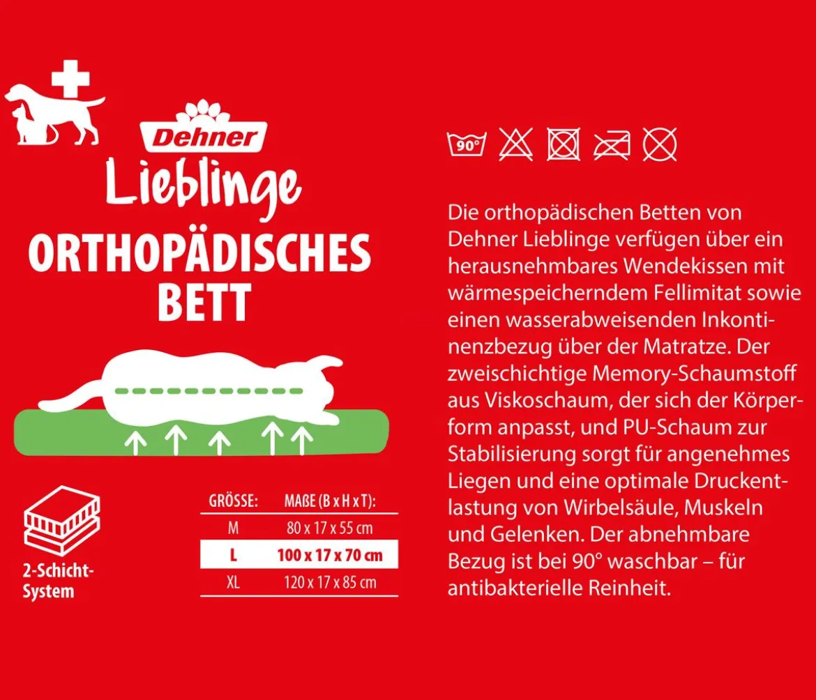 Dehner Lieblinge Orthopädisches Hundebett Somnus, rechteckig, grau
