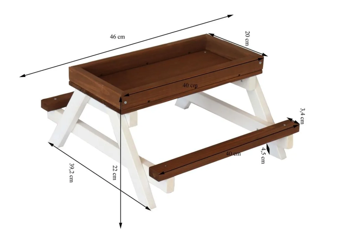 Dehner Lieblinge Picknicktisch, braun/weiß, ca. B46/H22/T40 cm