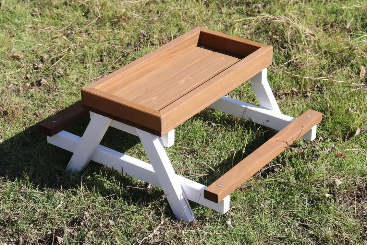 Dehner Lieblinge Picknicktisch, braun/weiß, ca. B46/H22/T40 cm