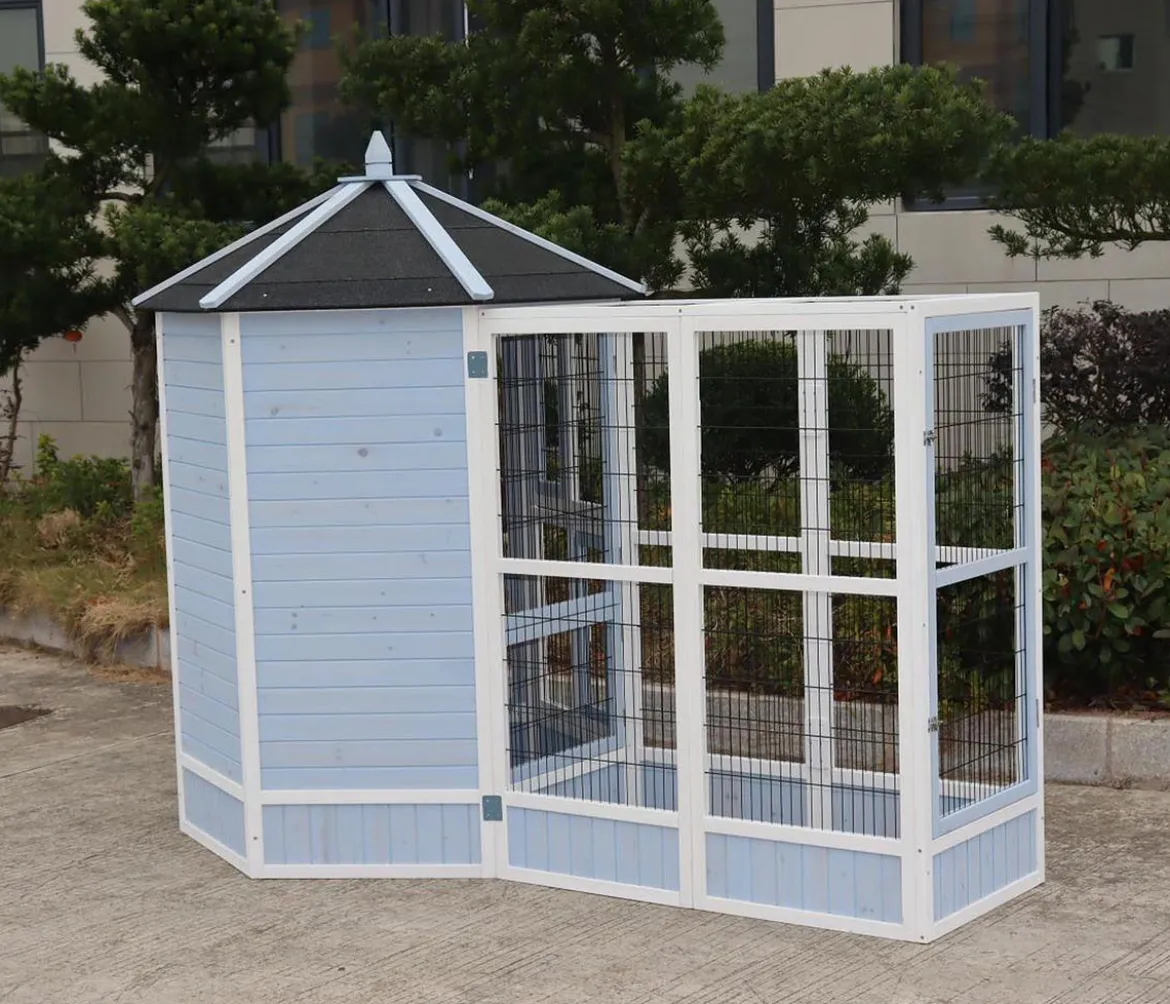 Dehner Lieblinge Vogelgehege Santorini, weiß/blau, ca. B116,4/H136/T60 cm
