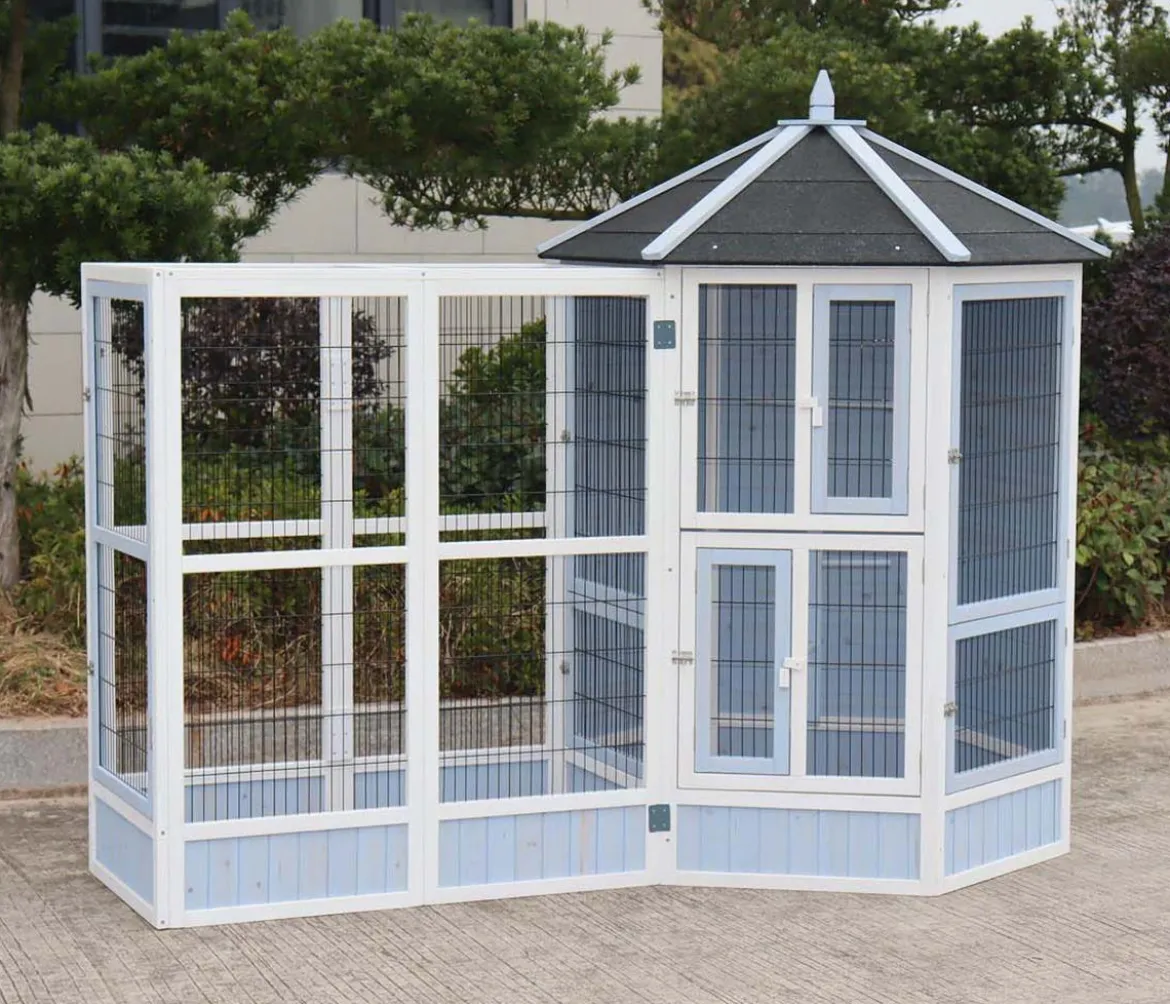 Dehner Lieblinge Vogelgehege Santorini, weiß/blau, ca. B116,4/H136/T60 cm