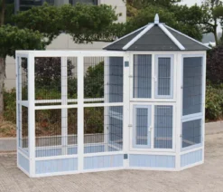 Dehner Lieblinge Vogelvoliere Santorini, weiß/blau, ca. Ø132/H180 cm