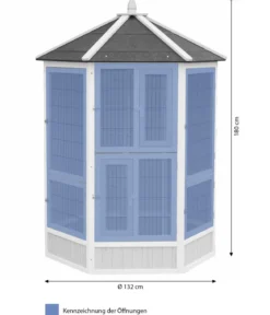 Dehner Lieblinge Vogelvoliere Santorini, weiß/blau, ca. Ø132/H180 cm