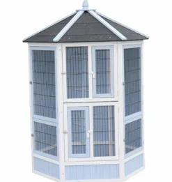 Dehner Lieblinge Vogelvoliere Santorini, weiß/blau, ca. Ø132/H180 cm
