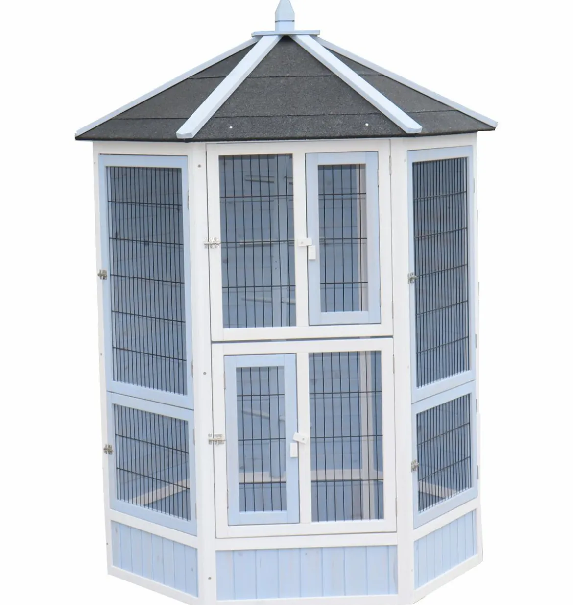 Dehner Lieblinge Vogelvoliere Santorini, weiß/blau, ca. Ø132/H180 cm
