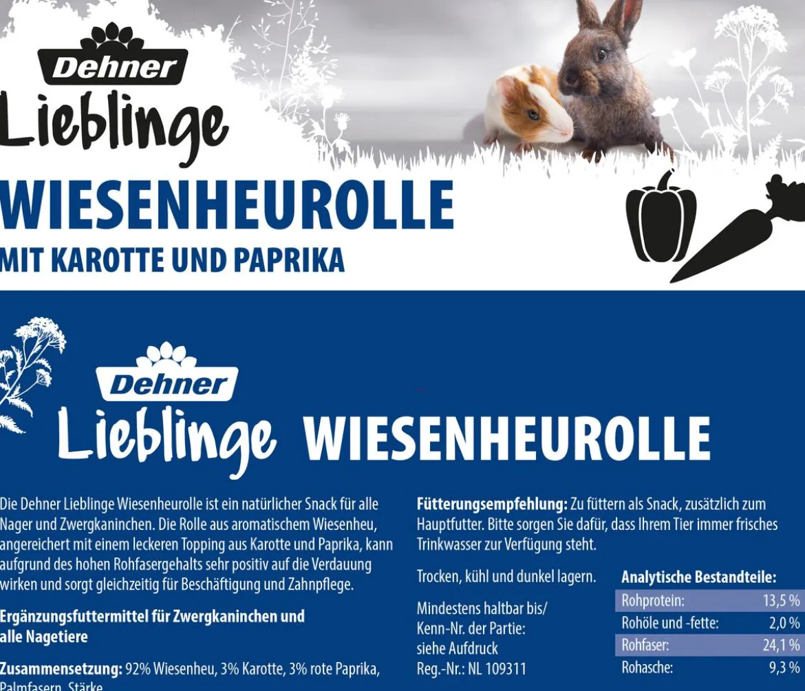 Dehner Lieblinge Wiesenheurolle mit Karotte & Paprika, 200 g
