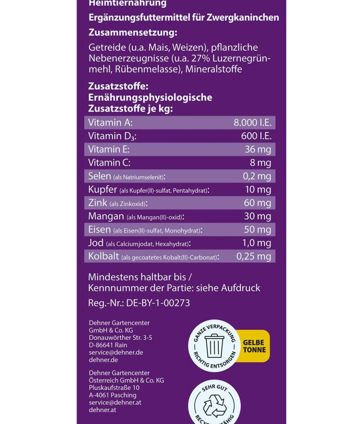 Dehner Lieblinge Zwergkaninchenfutter-Pellets