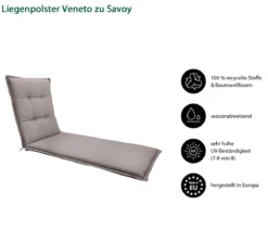 Dehner Liegenauflage Veneto für Gartenliege Savoy, ca. B57/H6/T178 cm