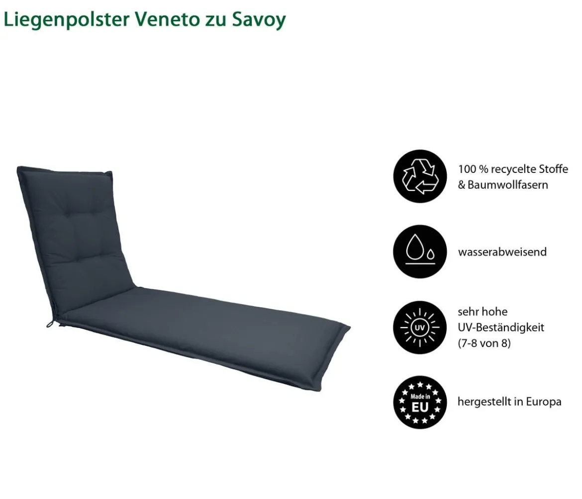 Dehner Liegenauflage Veneto für Gartenliege Savoy, ca. B57/H6/T178 cm