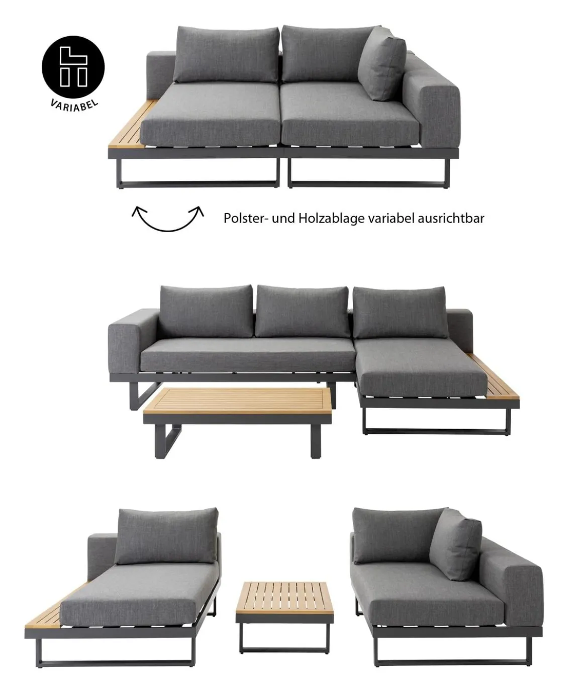 Dehner Lounge Riva, 3-teilig