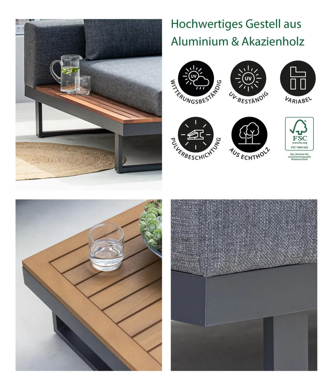 Dehner Lounge Riva, 3-teilig