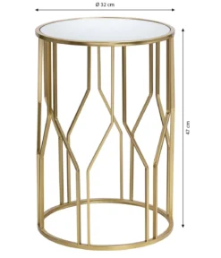 Dehner Metall-Beistelltisch, gold, ca. Ø32/H46,5 cm