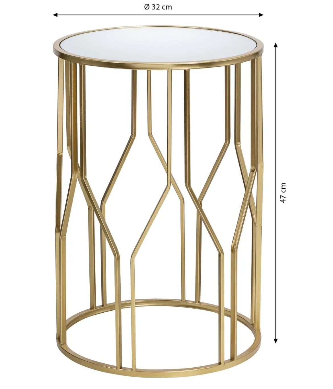 Dehner Metall-Beistelltisch, gold, ca. Ø32/H46,5 cm