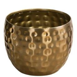 Dehner Metall-Übertopf Kody, bauchig, gold