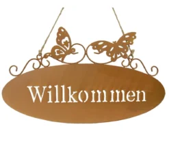 Dehner Metall-Gartenschild Willkommen
