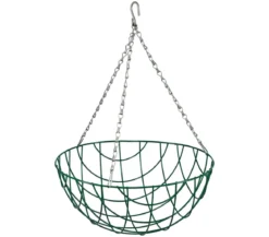 Dehner Metall-Hängeampel Basket mit Kokoseinlage, rund, grün/silber, ca. Ø35 cm