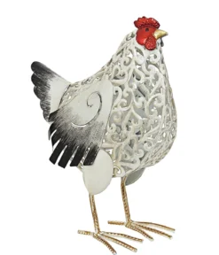 Dehner Metall-Huhn Gundel, ca. B27/H38/T16,5 cm, schwarz-weiß