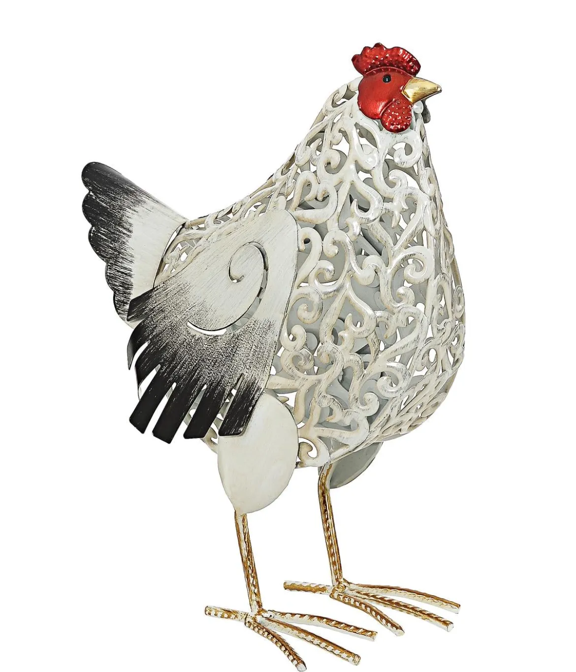 Dehner Metall-Huhn Gundel, ca. B27/H38/T16,5 cm, schwarz-weiß