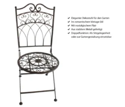 Dehner Metallstuhl Antik, ca. B40,5/H46/T90,5 cm