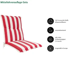 Dehner Mittellehnerauflage Gela, ca. B50/H6/T108 cm