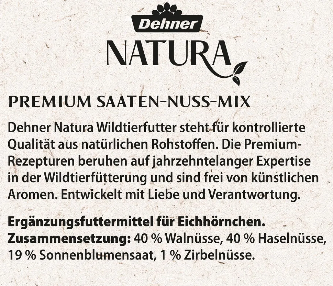 Dehner Natura Premium Eichhörnchenfutter Saaten-Nuss-Mix, 250 g
