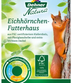 Dehner Natura Premium Eichhörnchen-Futterhaus, ca. B12,5/H18,5/T25 cm