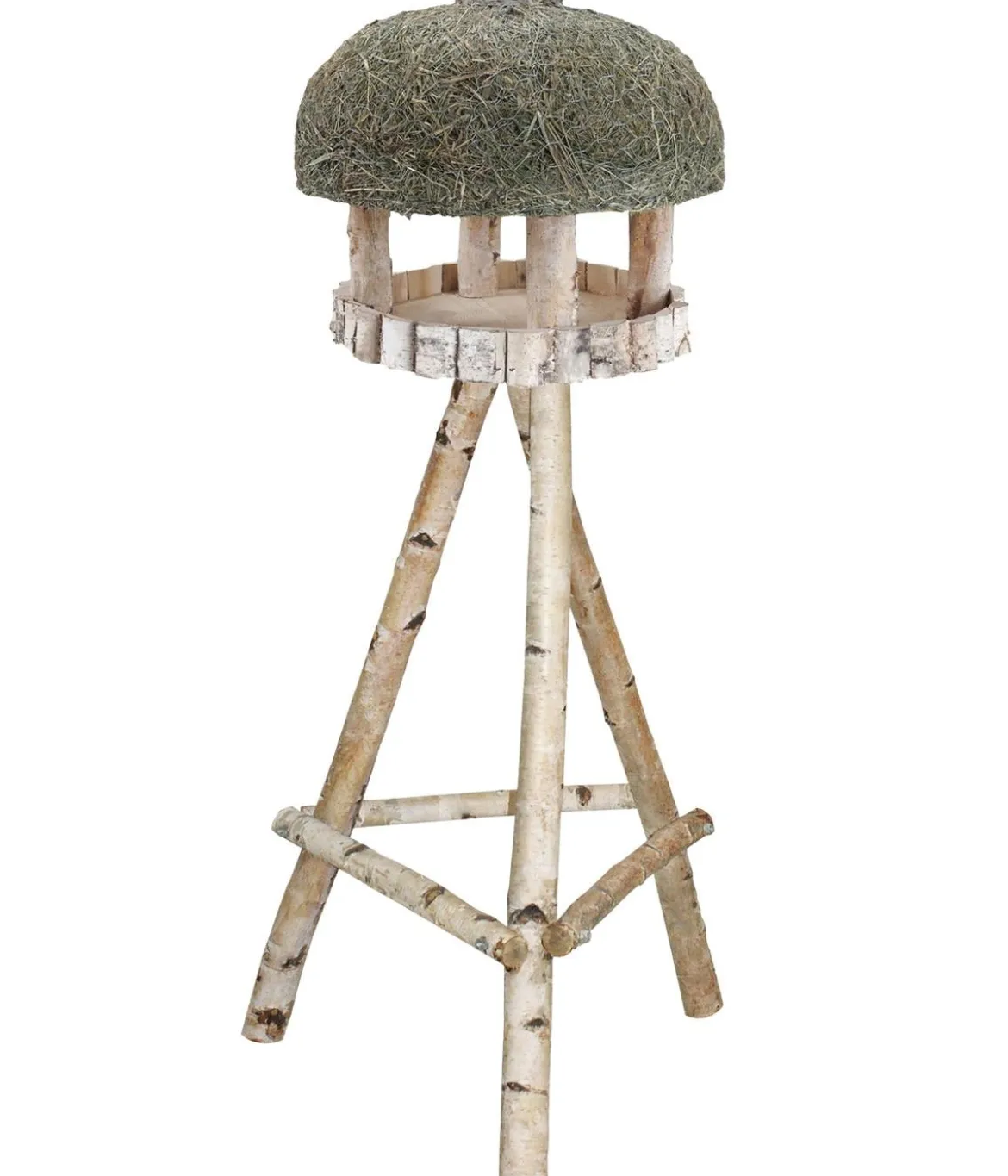 Dehner Natura Premium Futterhaus Amberg mit Heudach, inkl. Ständer Birkenholz, ca. B60/H145/T60 cm
