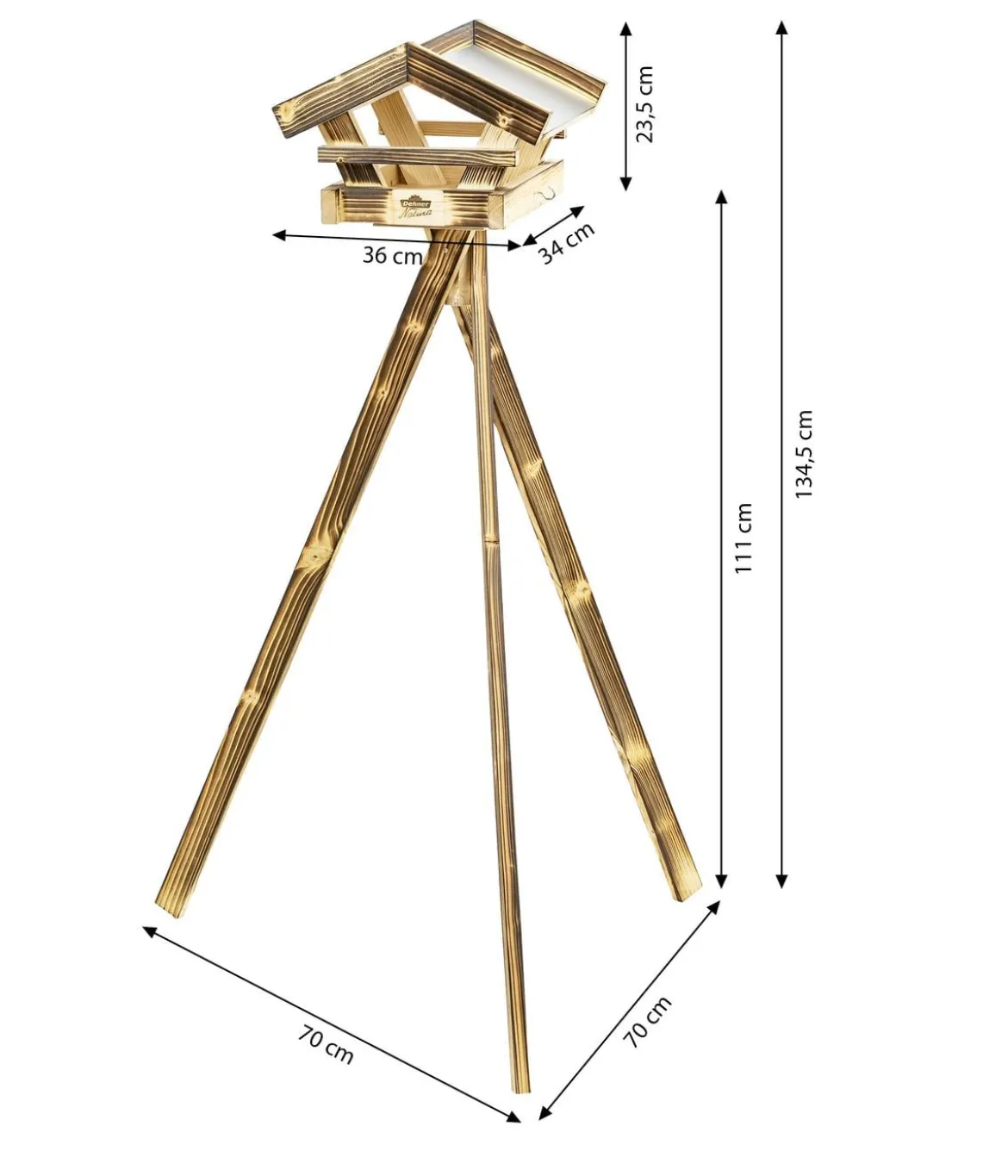 Dehner Natura Premium Futterhaus Apennin, geflammt, inkl. Ständer, ca. B70/H134,5/T70 cm