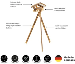 Dehner Natura Premium Futterhaus Apennin, geflammt, inkl. Ständer, ca. B70/H134,5/T70 cm