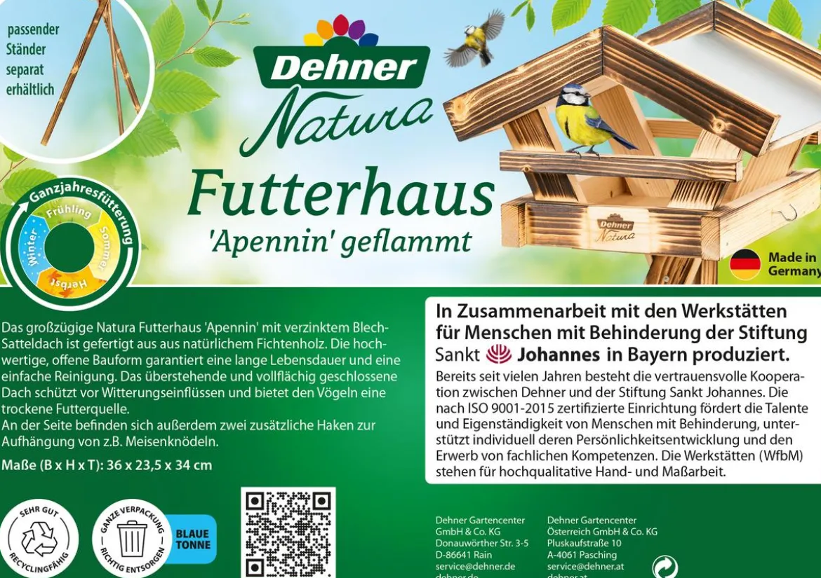 Dehner Natura Premium Futterhaus Apennin, geflammt, ca. B36/H23,5/T34 cm